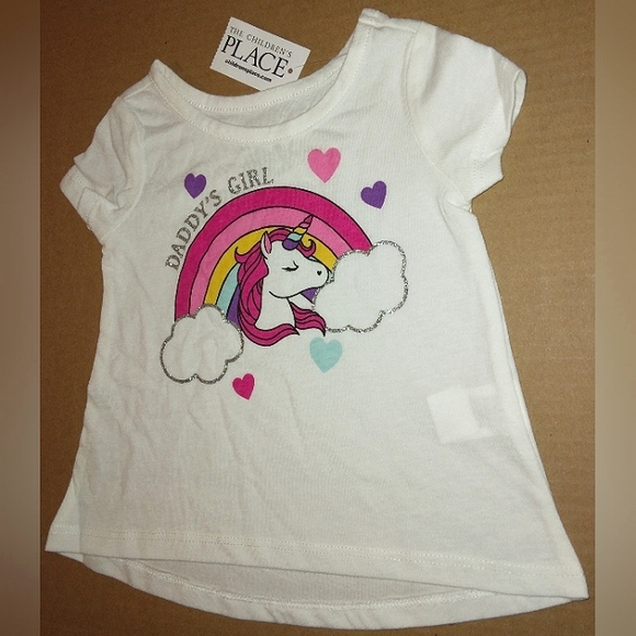 NWT☆The Children's Place☆Infants 6-9mo. Unicorn Print "Daddy's Girl" T-shirt☆ - Picture 2 of 9